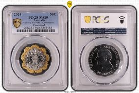 2024 50C Festive Florals - Christmas Colorized MS69