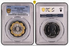 2024 50C Festive Florals - Christmas Colorized MS69