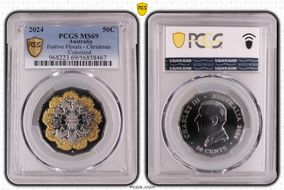 2024 50C Festive Florals - Christmas Colorized MS69