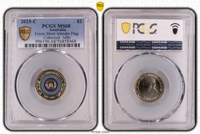 2025-C $2 Torres Strait Islander Flag Colorized  AlBr MS68