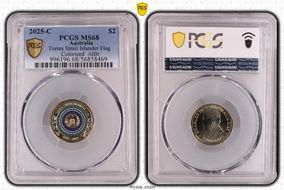 2025-C $2 Torres Strait Islander Flag Colorized  AlBr MS68