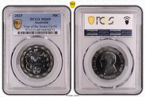 2025 50C Year of the Snake Cu-Ni MS69