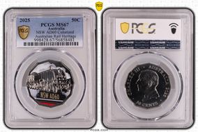 2025 50C NSW AD60 Colorized Australian Rail Heritage MS67