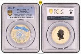 2025-P $1 Blue River Al-Br Ngana Nyitting, Colorized MS70