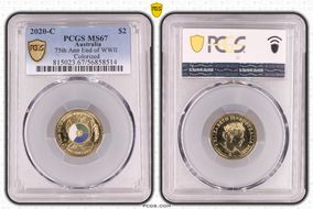 2020-C $2 75th Ann End of WWII Colorized MS67