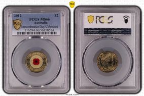 2012 $2 Remembrance Day Colorized MS66