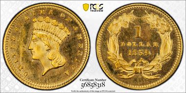 1859 G$1 PR64CAM