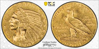 1908-D $5 MS64