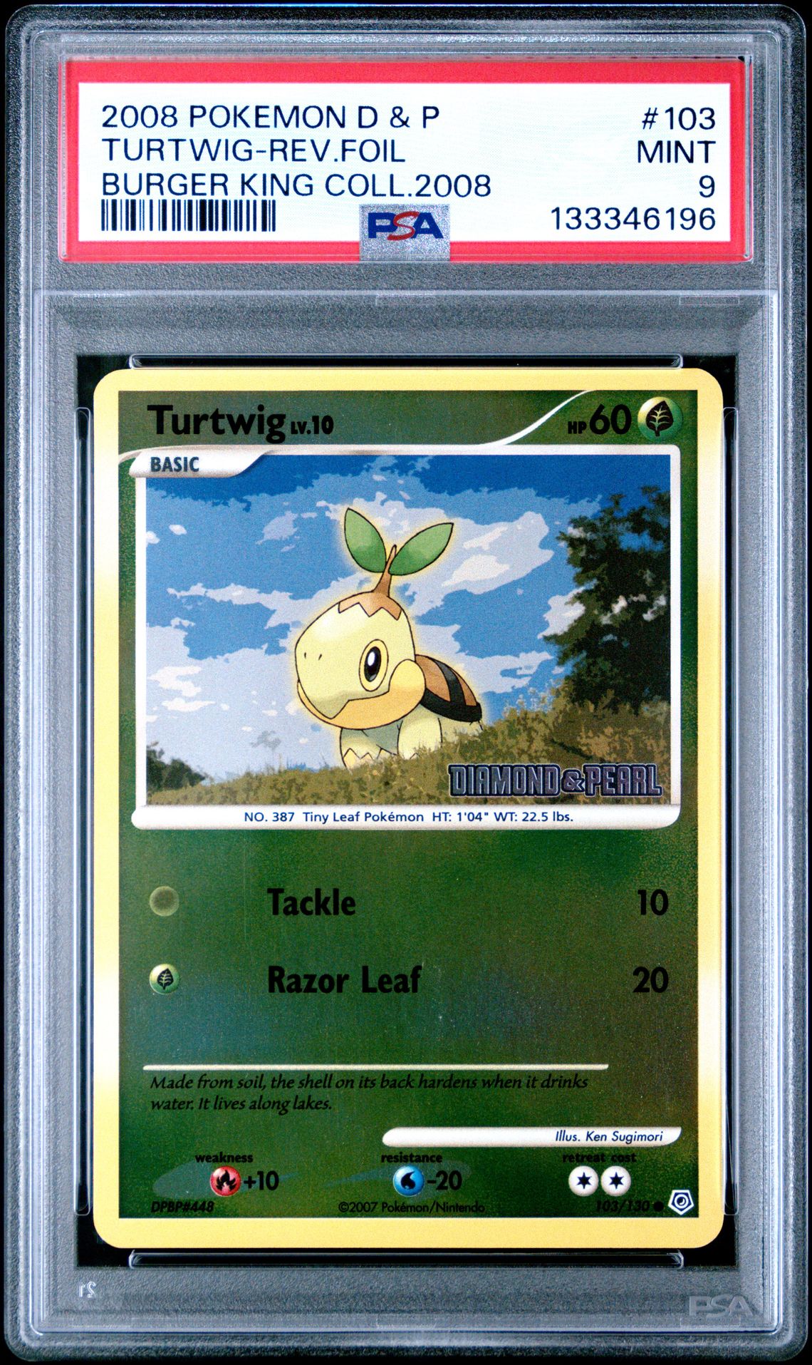 2007 Pokemon POKEMON DIAMOND & PEARL BURGER KING COLL.2008 #103 Turtwig-Rev.Foil front