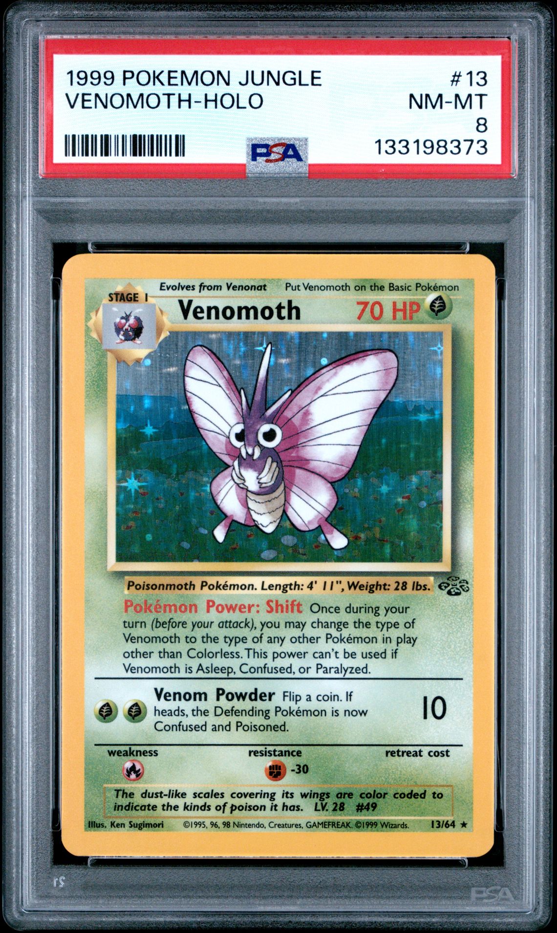 1999 Pokemon POKEMON JUNGLE 1ST EDITION #13 Venomoth-Holo front