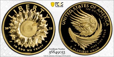 2025-W $100 American Liberty High Relief .9999 Fine First Strike PR70DCAM