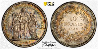 1965 10 Fr Gad-813 F-364 MS65