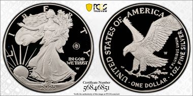 2025-W $1 Silver Eagle w/ Laser Privy PR69DCAM