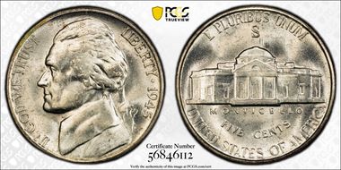 1945-S 5C MS64FS