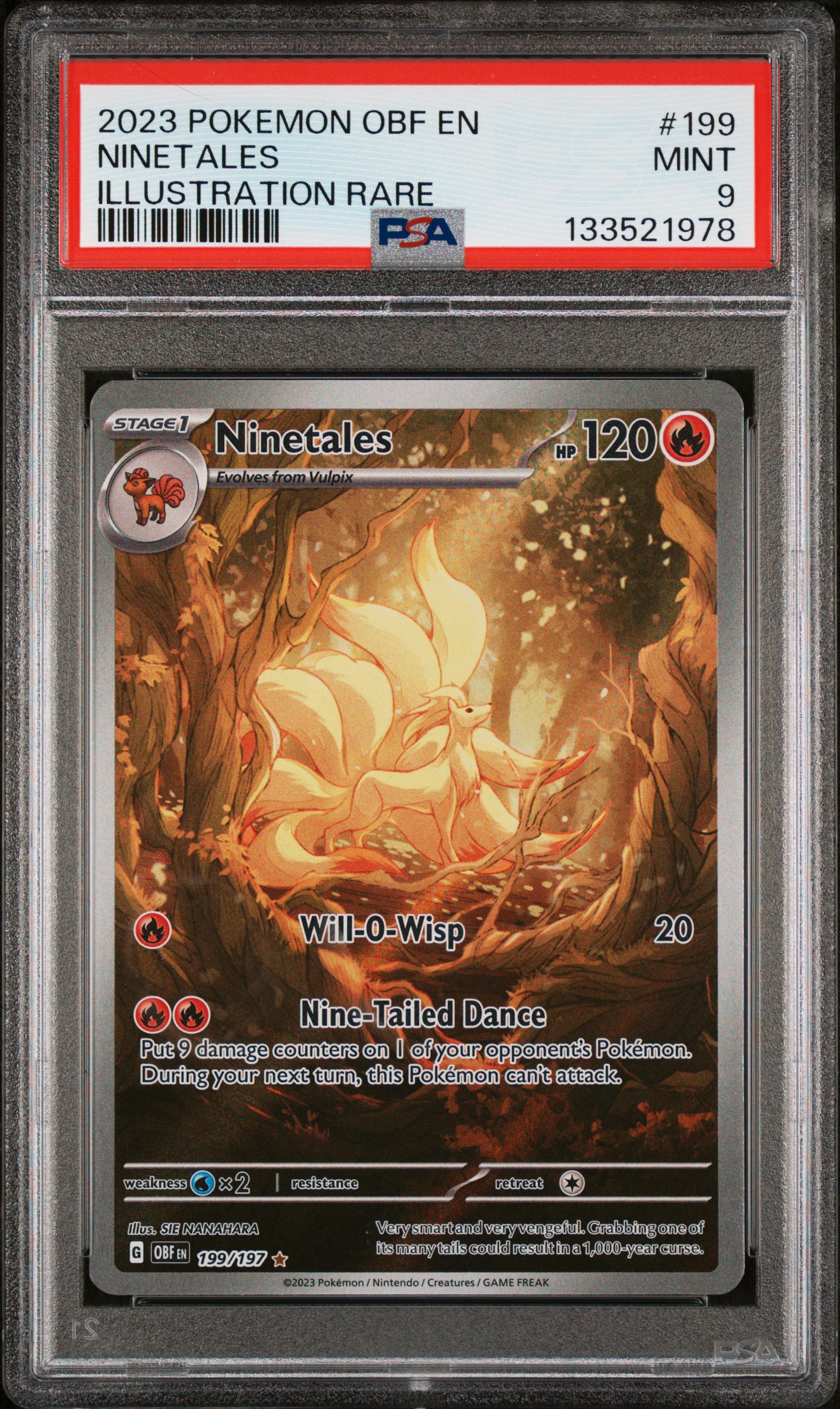 2023 #199 Ninetales PSA 9 Obf En-Obsidian Flames Pokemon