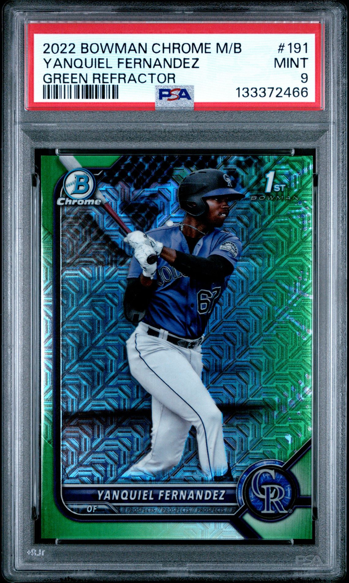2022 Bowman BOWMAN MEGA BOX CHROME Green Refractor #191 Yanquiel Fernandez front