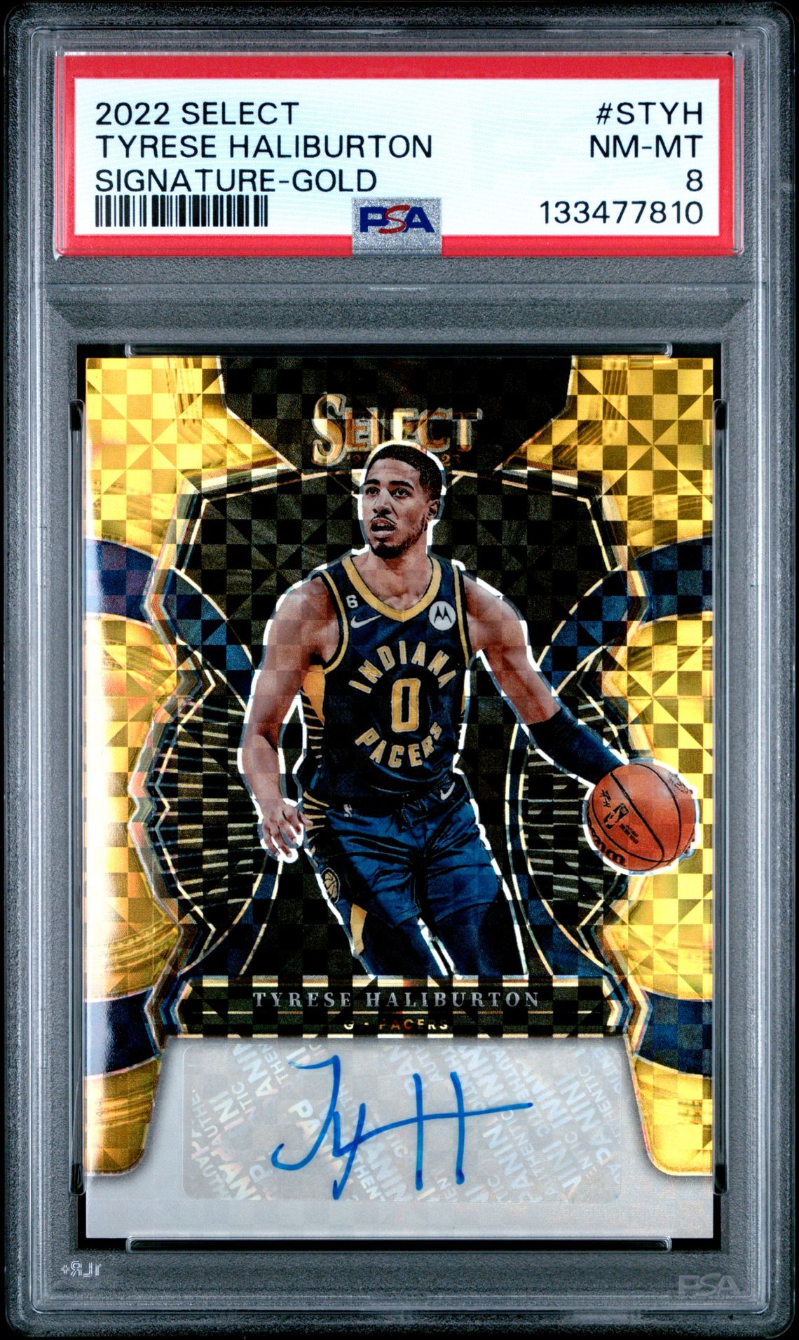 2022 Panini PANINI SELECT SIGNATURES GOLD #STYH Tyrese Haliburton front