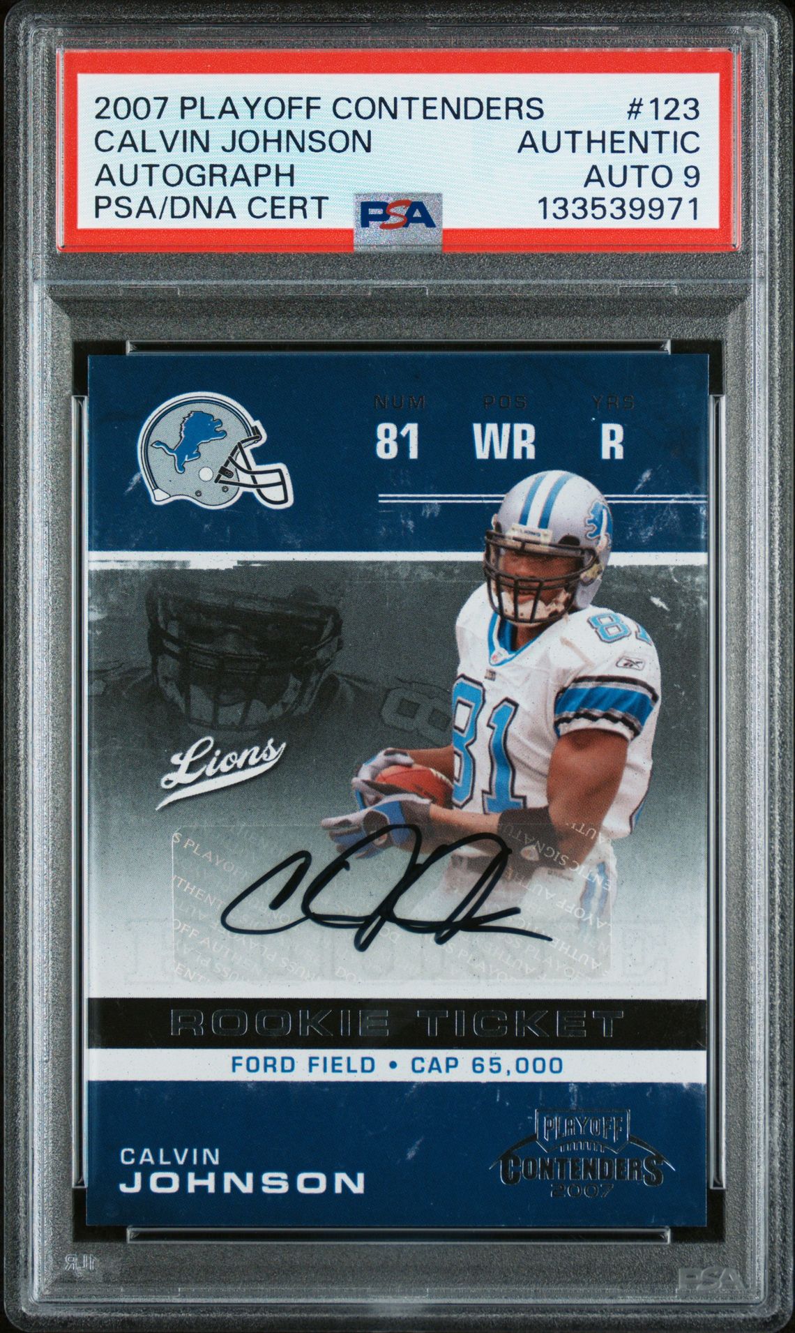 2007 PLAYOFF CONTENDERS AUTOGRAPH #123 Calvin Johnson front