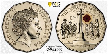 2014 50C Western Front Colorized MS68