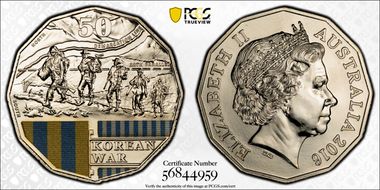 2016 50C Korean War Colorized MS69