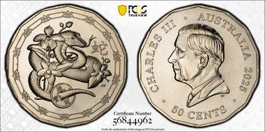 2025 50C Year of the Snake Cu-Ni MS68