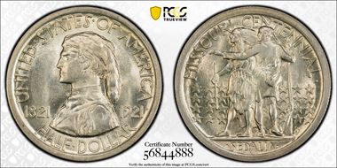 1921 50C Missouri MS66