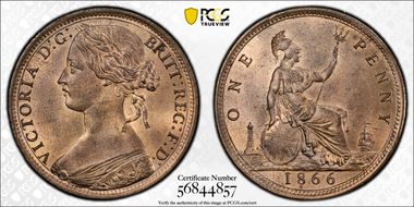 1866 1D S-3954 MS64RB