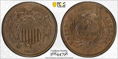 1864 2C Large Motto N1BN