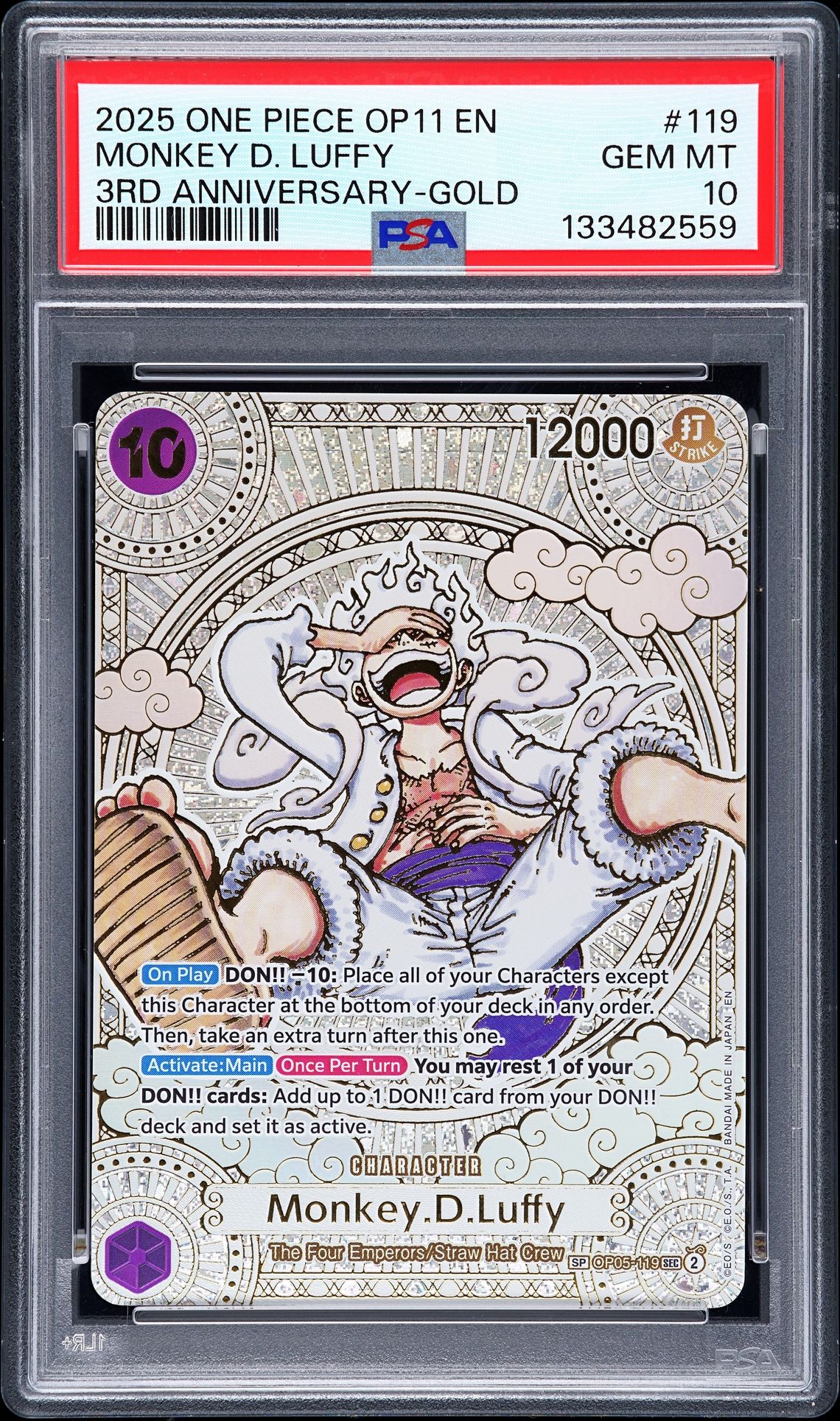 2025 One Piece One Piece Op11-A Fist Of Divine Speed #119 Monkey D. Luffy front