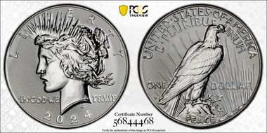 2024-S $1 Peace Dollar Rev PR Two-Coin Reverse Proof Set PR70