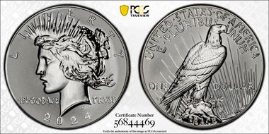 2024-S $1 Peace Dollar Rev PR Two-Coin Reverse Proof Set PR70