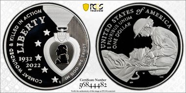 2022-W $1 National Purple Heart Hall of Honor PR69DCAM