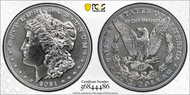 2021-D $1 Morgan Dollar 100th Anniversary MS69