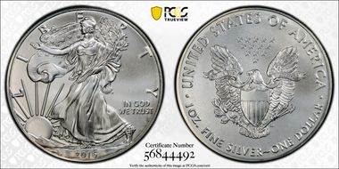 2016 $1 Silver Eagle  30th Anniversary MS67