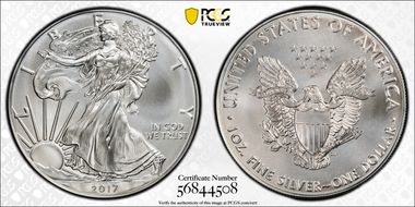 2017 $1 Silver Eagle MS70