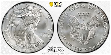 2017 $1 Silver Eagle MS69