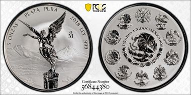 2018-Mo 5 Onza Libertad Ag Rev PR PR70