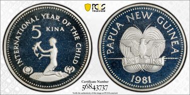 1981 5 Kina Year of the Child PR67DCAM