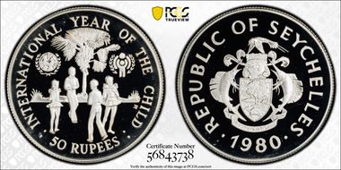 1980 50 Rup Year of the Child PR69DCAM
