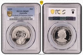 2022 50C Elizabeth II Platinum Jubilee MS69