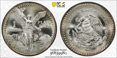 1991-Mo Onza Libertad Ag T1 - PLATA PURA MS69