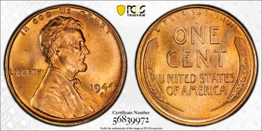 1944-S 1C MS67+ RD