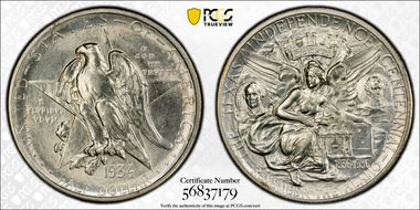 1934 50C Texas AU58