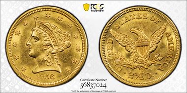 1856-S $2.50 MS62