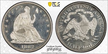 1882 50C MS64PL
