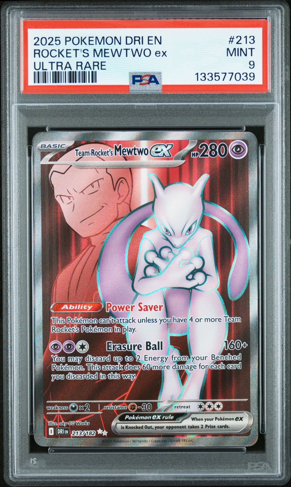 2025 Pokemon Dri En-Destined Rivals Rocket's Mewtwo Ex #213 (Ultra Rare) Mint 9 front