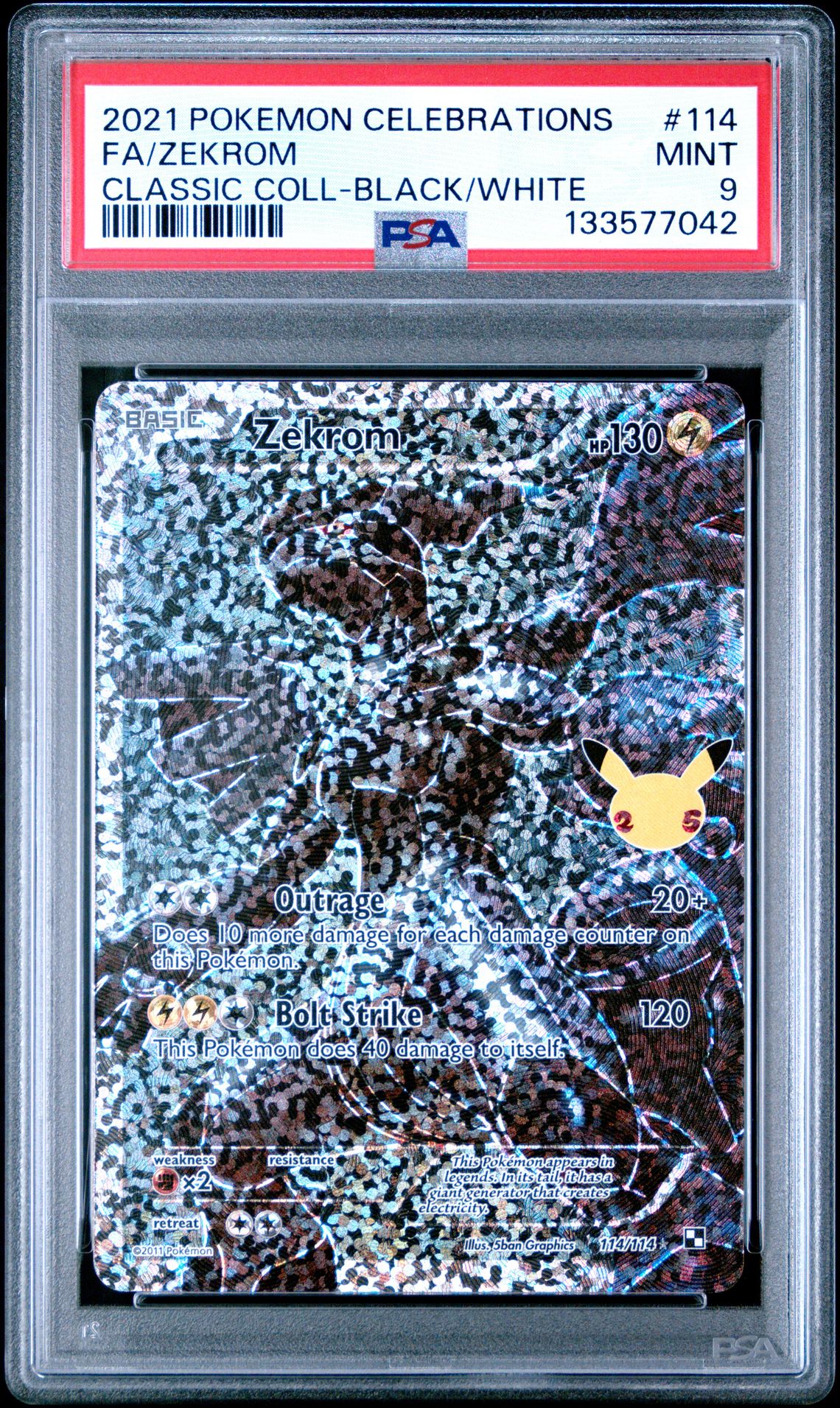2021 Pokemon Celebrations Classic Collection Fa/Zekrom #114 (Classic Coll-Black/White) Mint 9 front