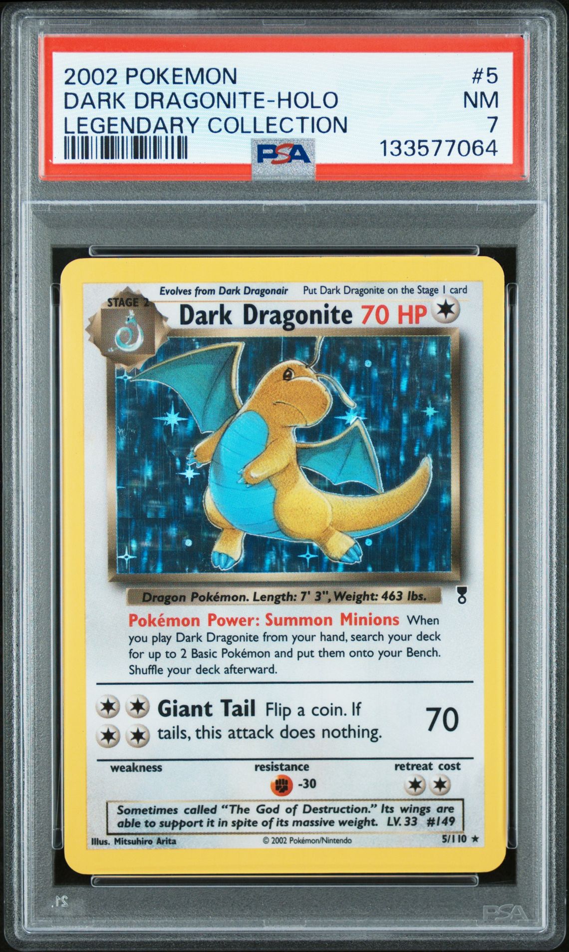 2002 Pokemon Legendary Collection Dark Dragonite-Holo #5 (Legendary Collection) Nm 7 front
