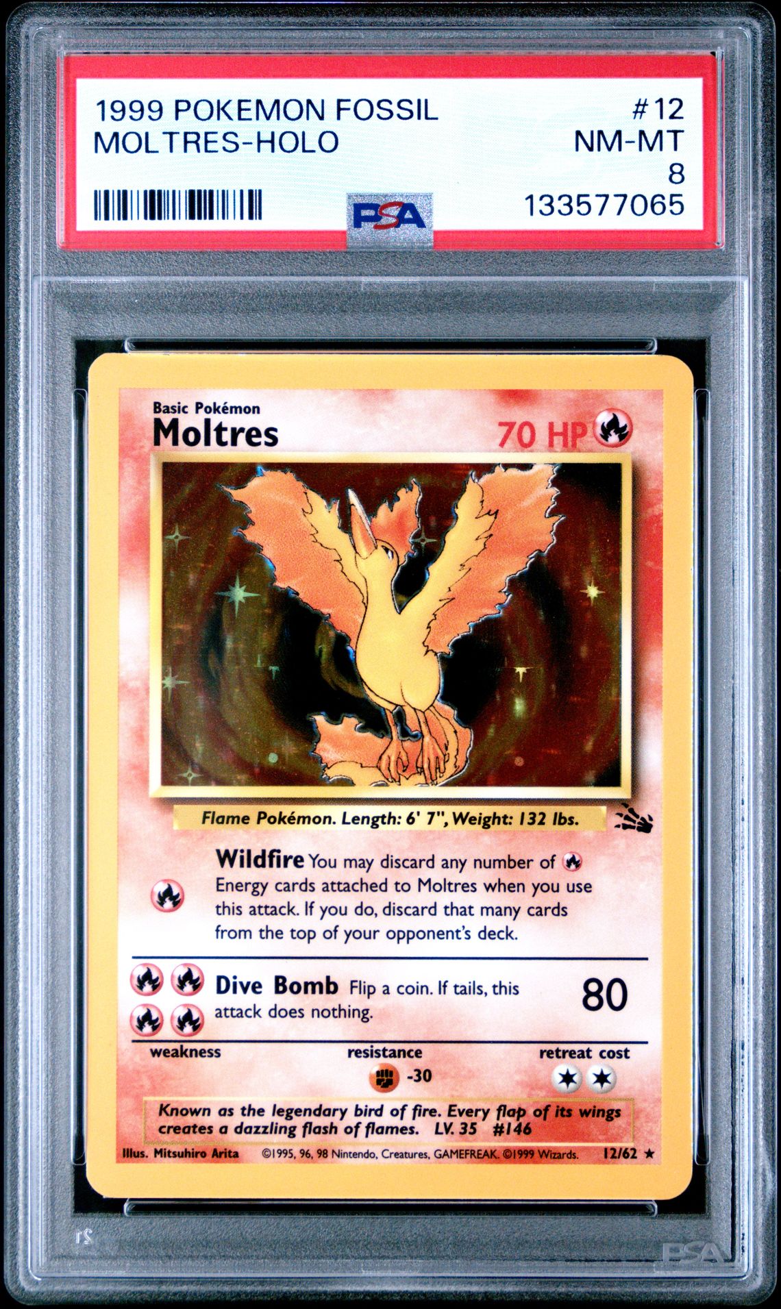 1999 Pokemon Fossil Moltres-Holo #12 Nm-Mt 8 front
