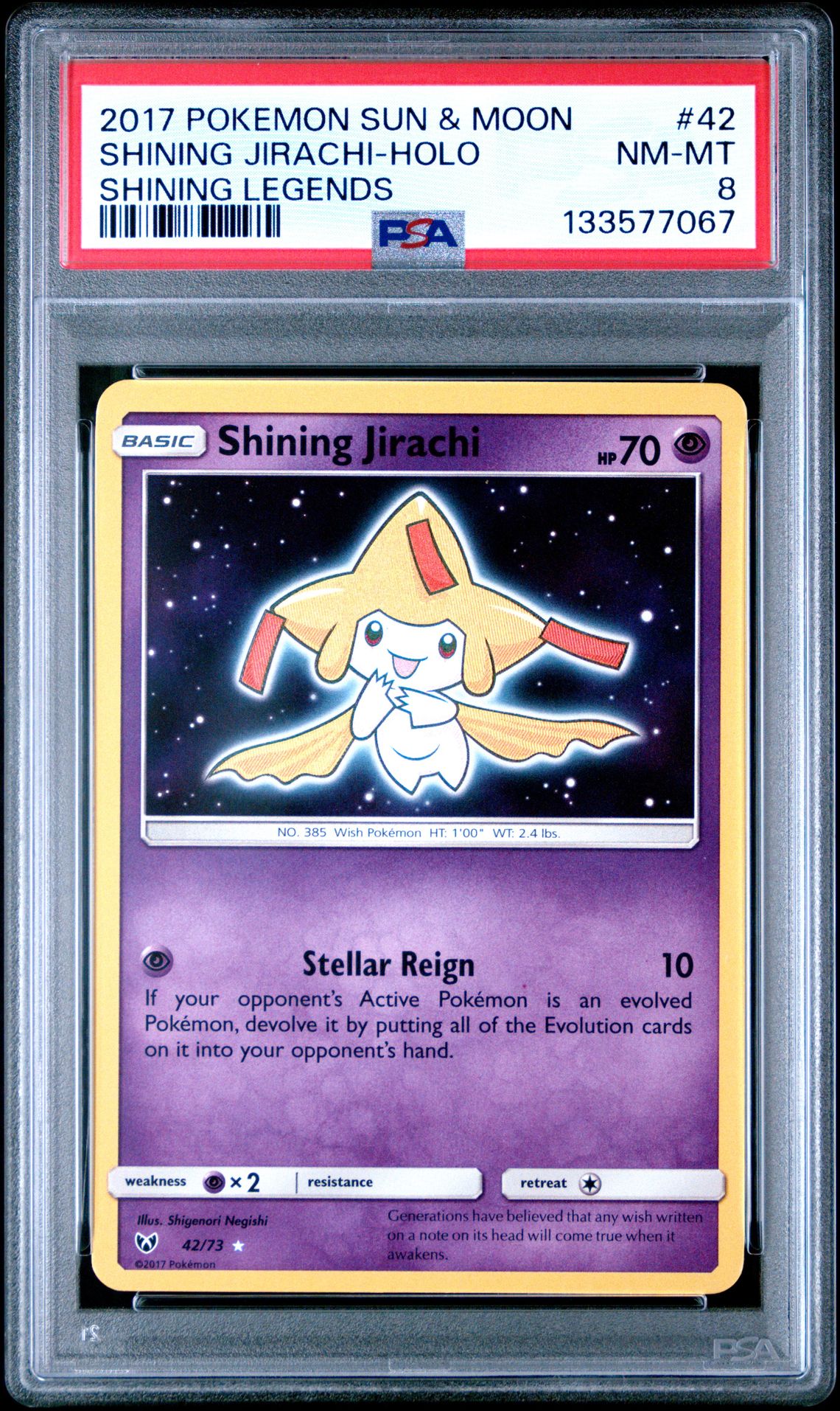 2017 Pokemon Sun & Moon Shining Legends Shining Jirachi-Holo #42 (Shining Legends) Nm-Mt 8 front